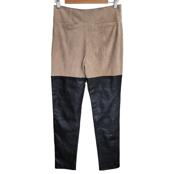 St. John Suede and Leather Paneled Trousers - Picture 10 of 13